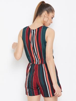 tie front striped romper - 16865630 - Standard Image - 3