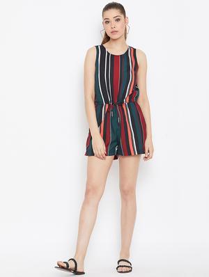 tie front striped romper - 16865630 - Standard Image - 4