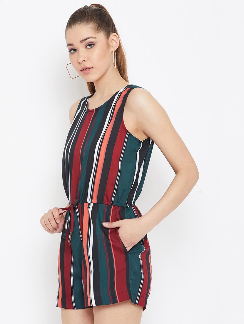 tie front striped romper - 16865630 - Zoom Image - 2