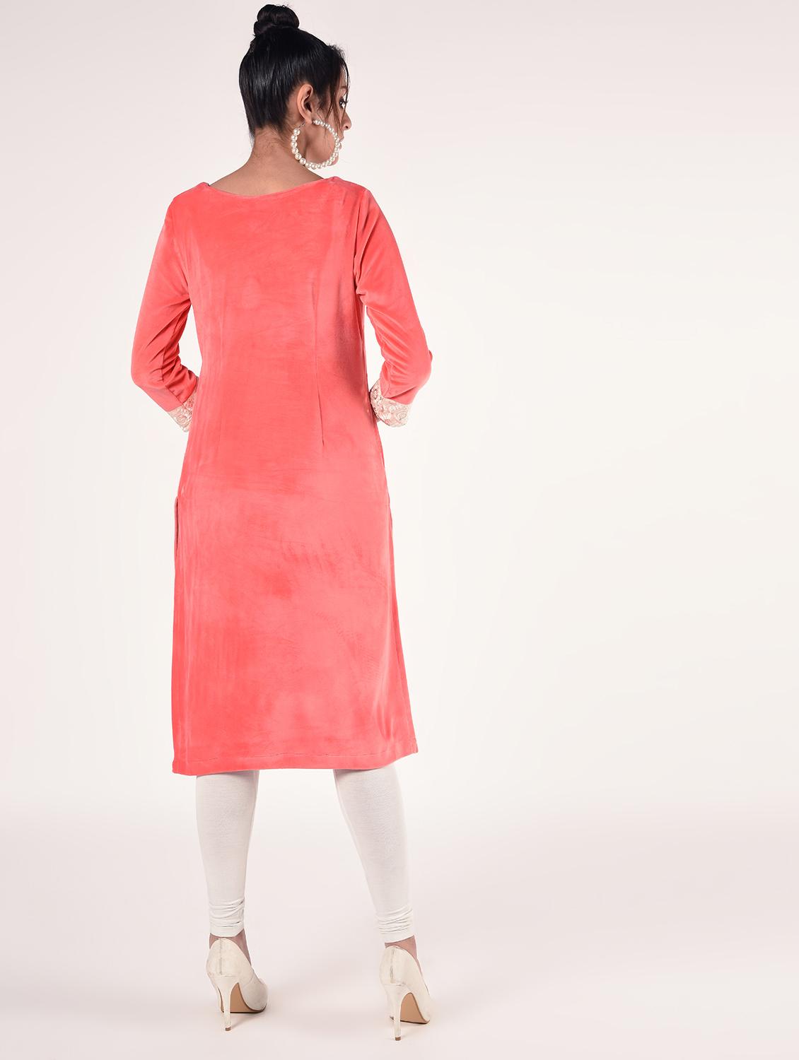 solid straight kurta - 16865789 - Zoom Image - 3