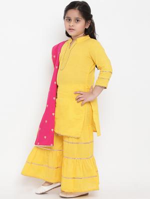 yellow cotton suit set - 16866390 - Standard Image - 2