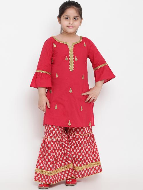 red cotton suit set - 16866391 - Standard Image - 1