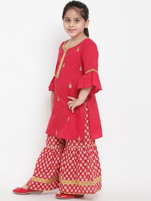 red cotton suit set - 16866391 - Standard Image - 2