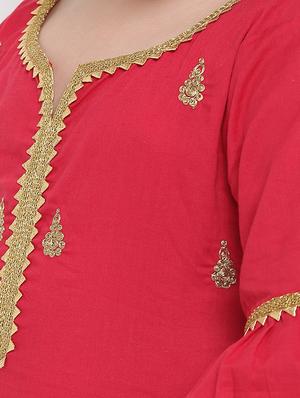 red cotton suit set - 16866391 - Standard Image - 4