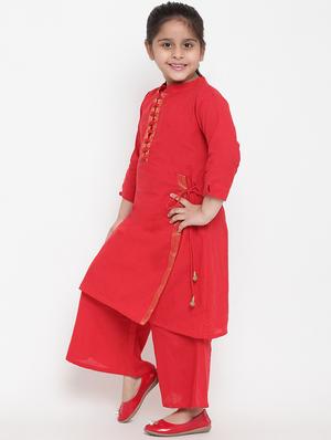 red cotton suit set - 16866394 - Standard Image - 2