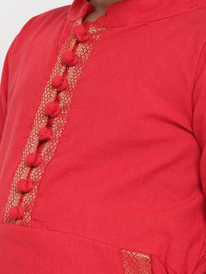 red cotton suit set - 16866394 - Standard Image - 4