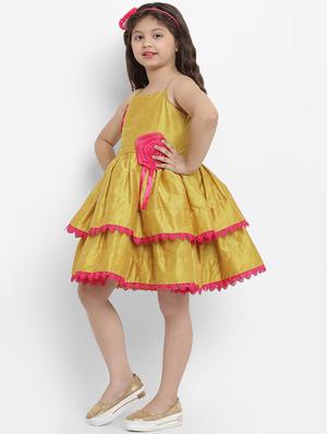 yellow silk blend frock - 16866421 - Standard Image - 2
