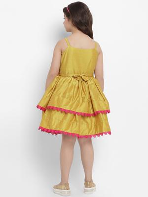 yellow silk blend frock - 16866421 - Standard Image - 3