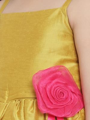 yellow silk blend frock - 16866421 - Standard Image - 4