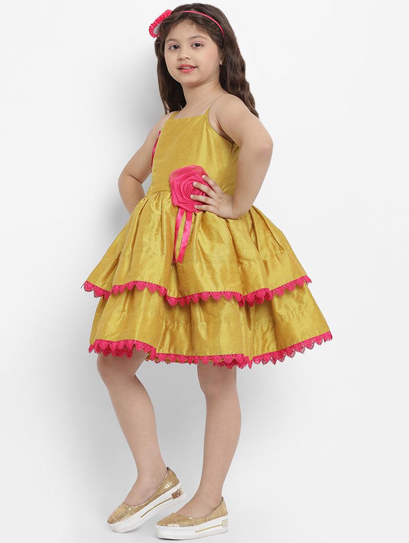 yellow silk blend frock - 16866421 - Zoom Image - 2