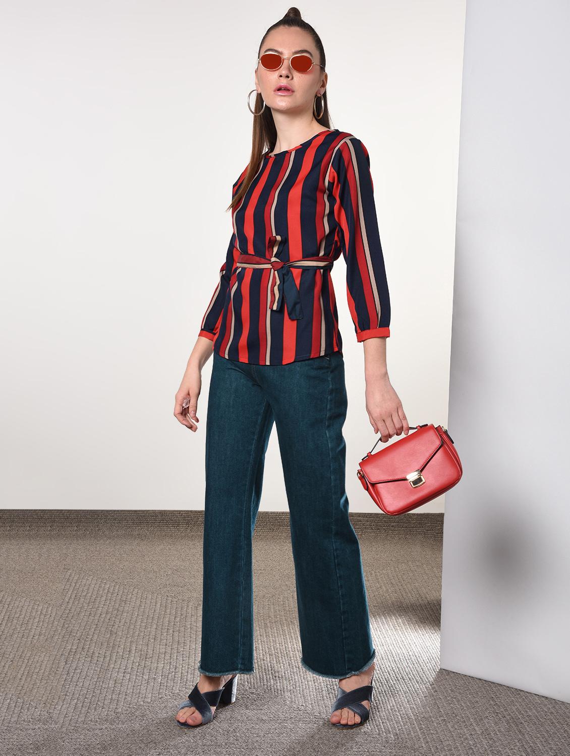 tie front striped top - 16866549 - Zoom Image - 1