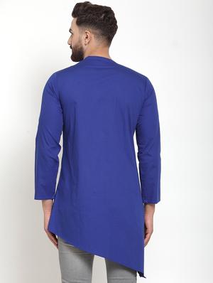 blue solid asymmetric kurta - 16866970 - Standard Image - 3