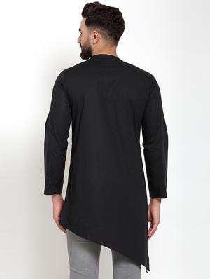black solid asymmetric kurta - 16866972 - Standard Image - 3