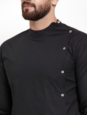 black solid asymmetric kurta - 16866972 - Standard Image - 5