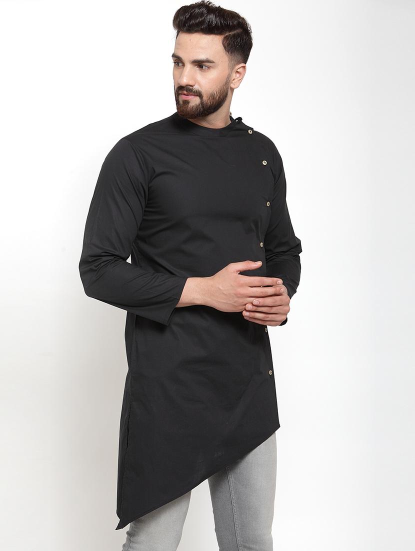 black solid asymmetric kurta - 16866972 - Zoom Image - 2