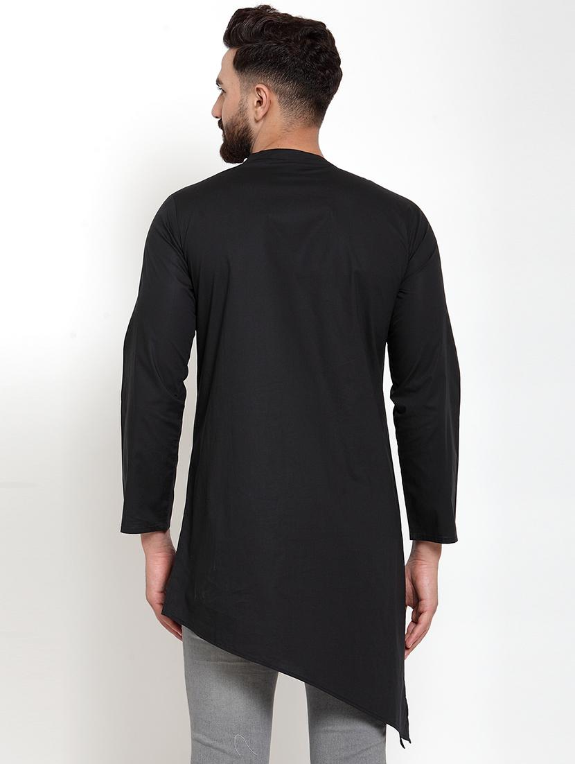 black solid asymmetric kurta - 16866972 - Zoom Image - 3