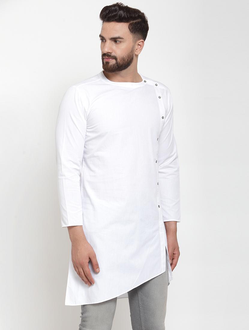 white solid asymmetric kurta - 16866973 - Zoom Image - 2