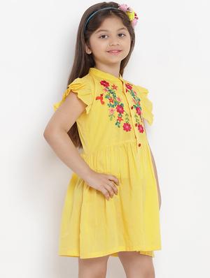 yellow embroidered frock - 16867085 - Standard Image - 2