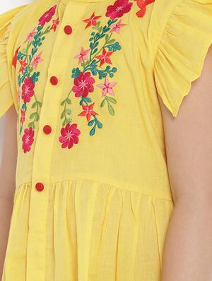 yellow embroidered frock - 16867085 - Standard Image - 5