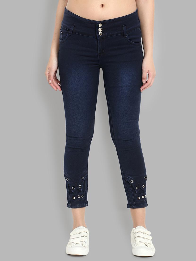 eyelet detail mid rise jeans - 16868012 - Zoom Image - 1