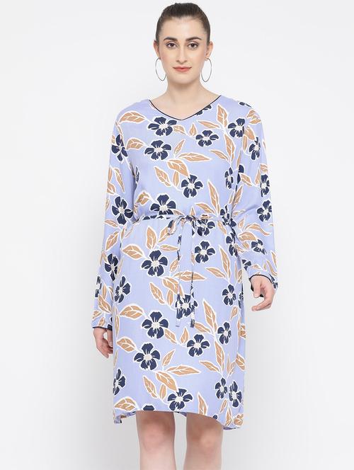 tie front floral a-line dress - 16868298 - Standard Image - 1