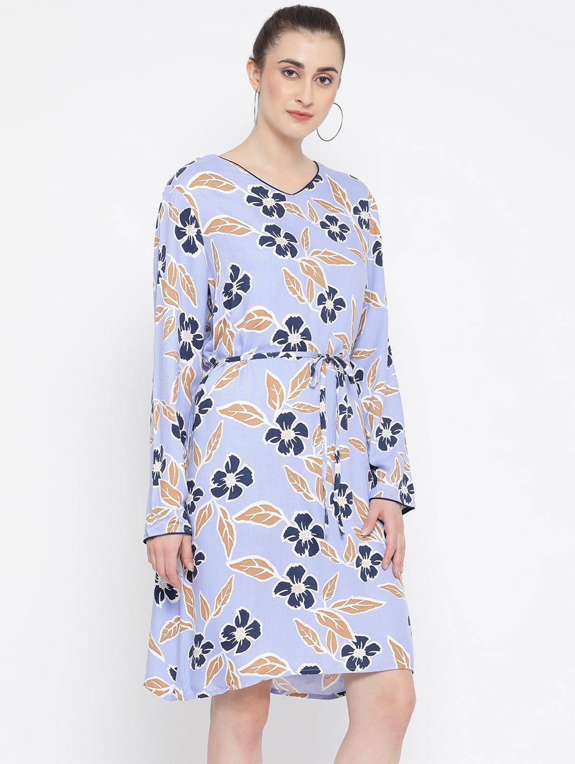 tie front floral a-line dress - 16868298 - Zoom Image - 2