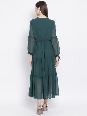 tie up neck solid maxi dress - 16868301 - Standard Image - 3