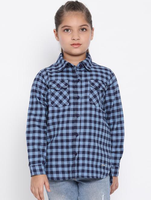 blue checkered cotton shirt - 16868351 - Standard Image - 1