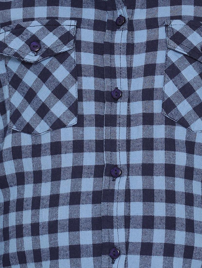 blue checkered cotton shirt - 16868351 - Zoom Image - 5