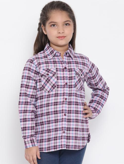 purple checkered cotton shirt - 16868352 - Standard Image - 1