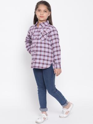 purple checkered cotton shirt - 16868352 - Standard Image - 4