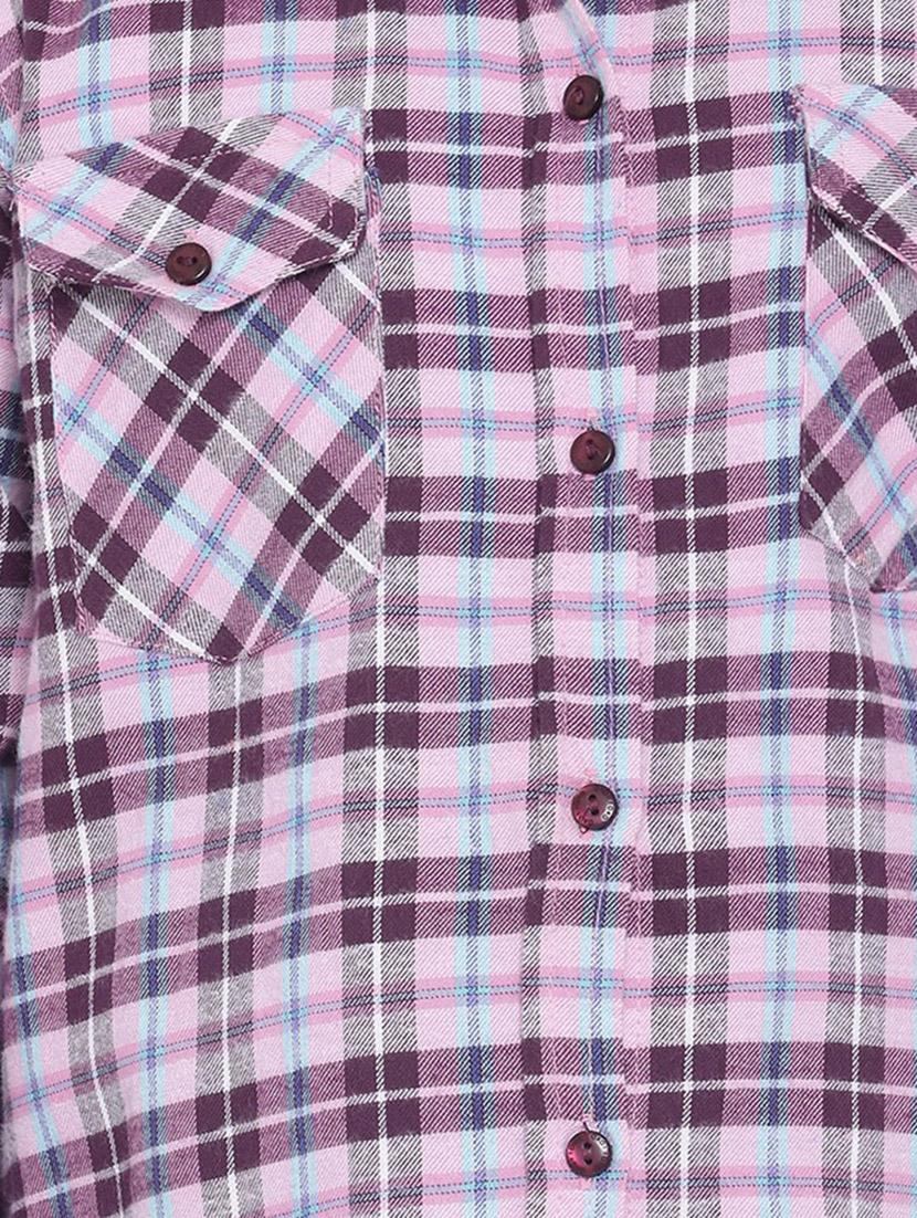 purple checkered cotton shirt - 16868352 - Zoom Image - 5