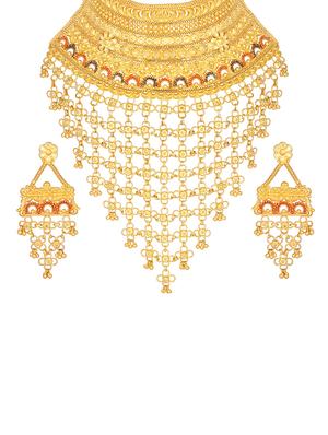 gold brass necklaces and earring - 16868631 - Standard Image - 3