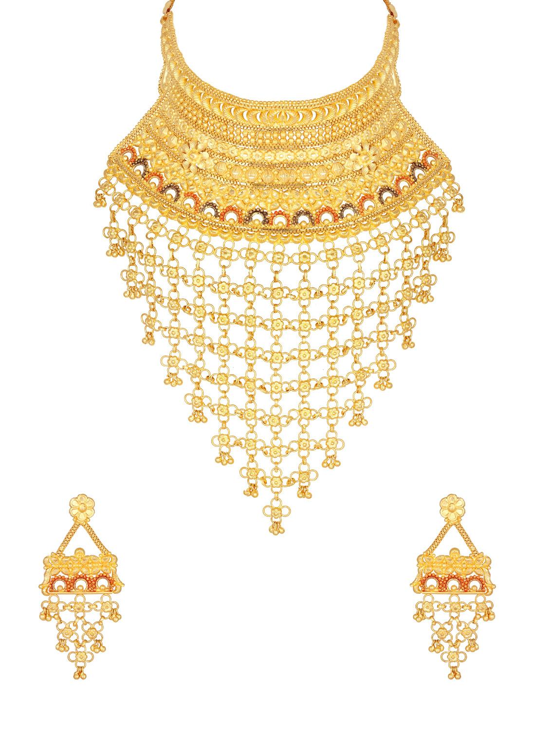 gold brass necklaces and earring - 16868631 - Zoom Image - 1