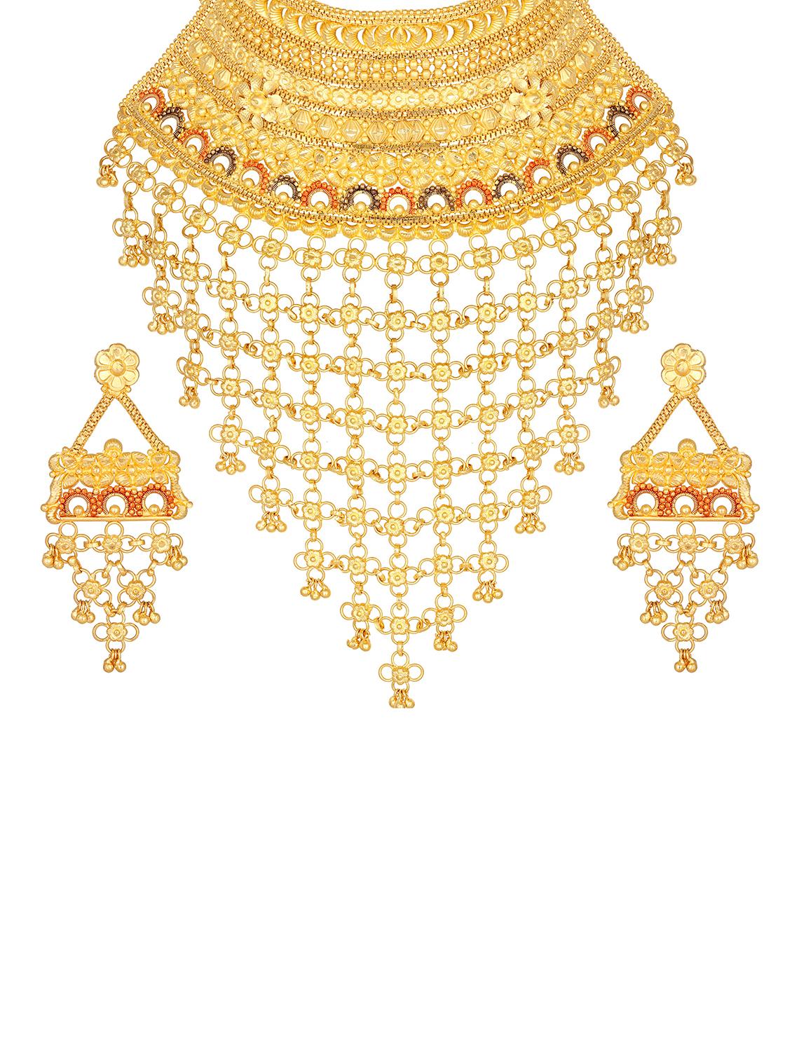 gold brass necklaces and earring - 16868631 - Zoom Image - 3