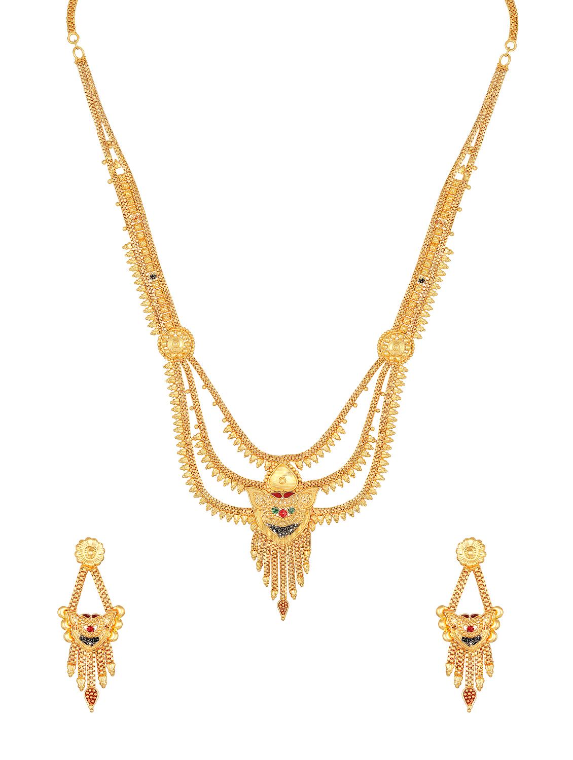 gold brass long necklace - 16868680 - Zoom Image - 1