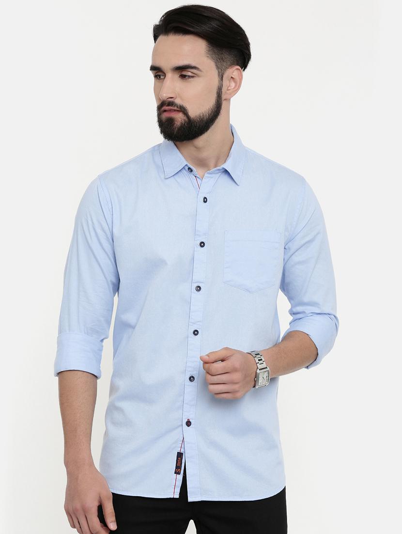 blue solid casual shirt - 16868775 - Zoom Image - 1