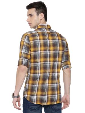 yellow checkered casual shirt - 16868794 - Standard Image - 3