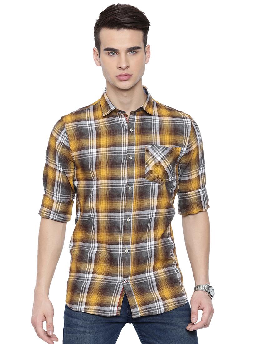 yellow checkered casual shirt - 16868794 - Zoom Image - 1