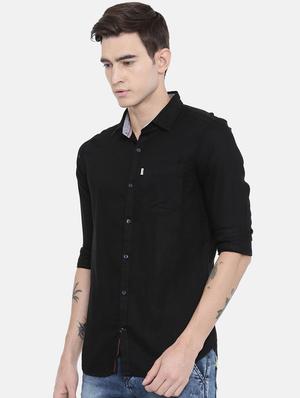 black solid casual shirt - 16868795 - Standard Image - 2