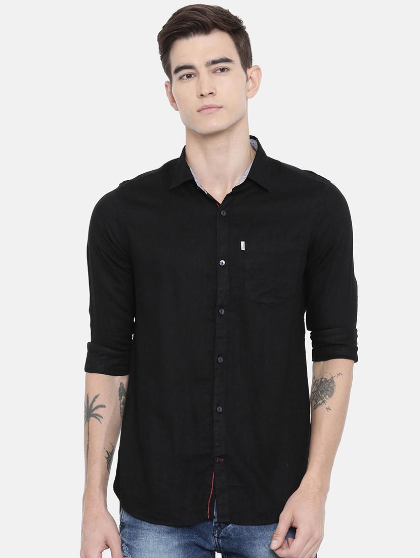 black solid casual shirt - 16868795 - Zoom Image - 1