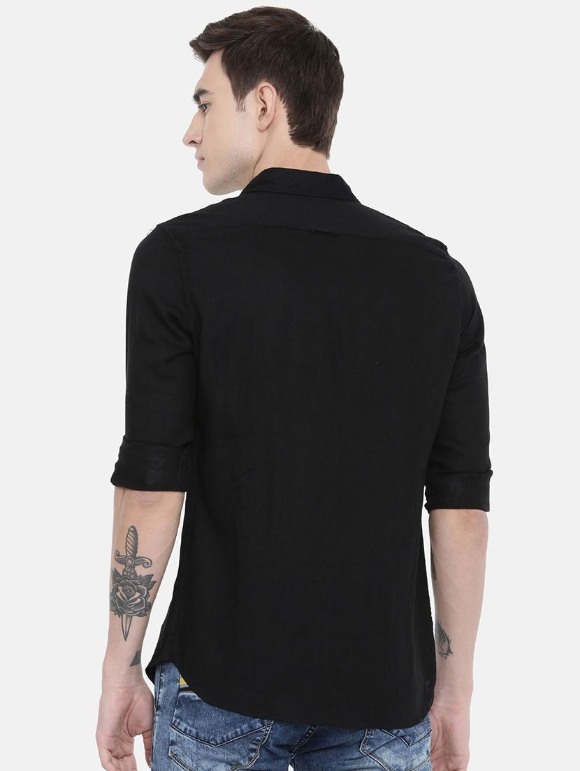 black solid casual shirt - 16868795 - Zoom Image - 3