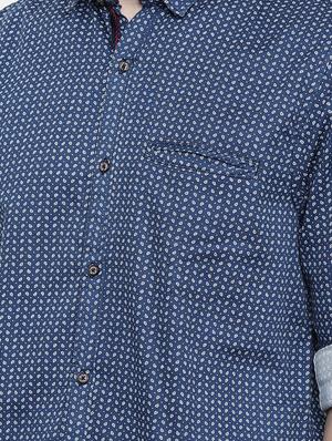 blue printed casual shirt - 16868796 - Standard Image - 5