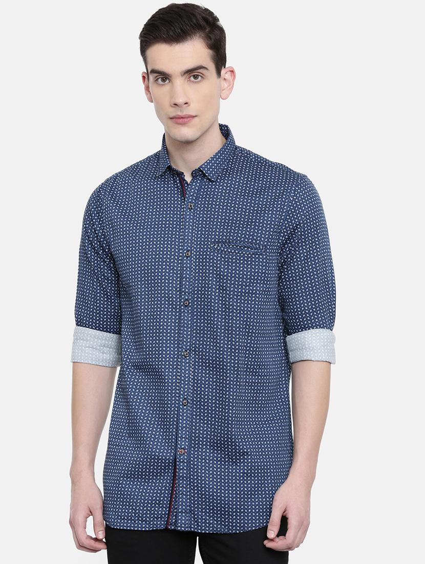 blue printed casual shirt - 16868796 - Zoom Image - 1