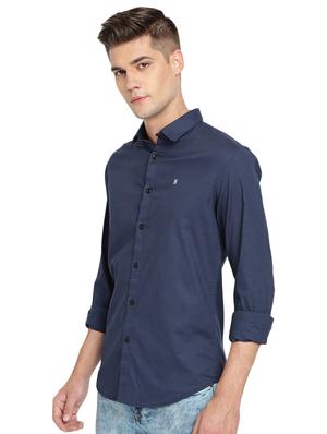 navy blue solid casual shirt - 16868918 - Standard Image - 2