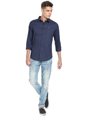 navy blue solid casual shirt - 16868918 - Standard Image - 4