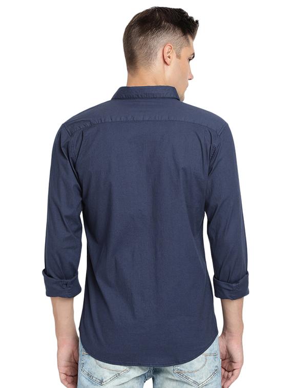 navy blue solid casual shirt - 16868918 - Zoom Image - 3