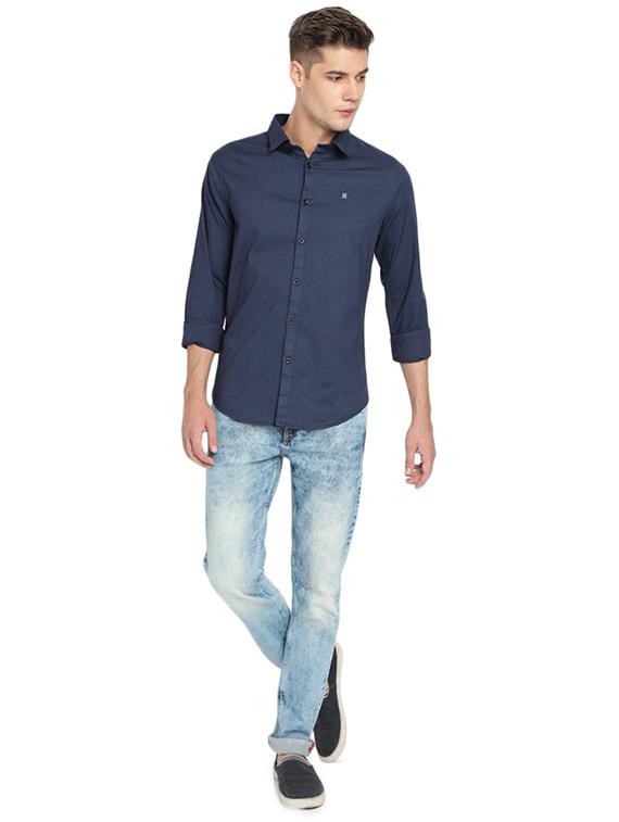 navy blue solid casual shirt - 16868918 - Zoom Image - 4