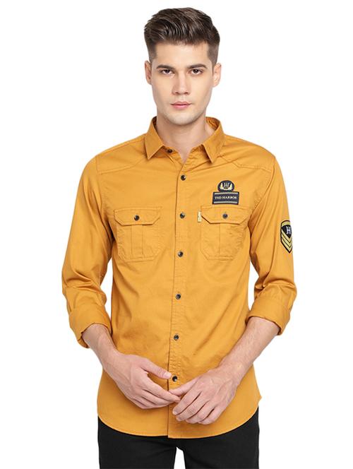 yellow solid casual shirt - 16868967 - Standard Image - 1