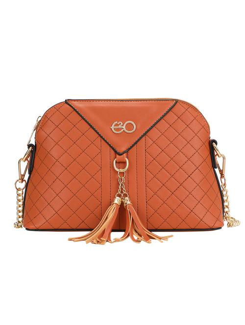 brown leatherette (pu) structured sling bag - 16869282 - Standard Image - 1